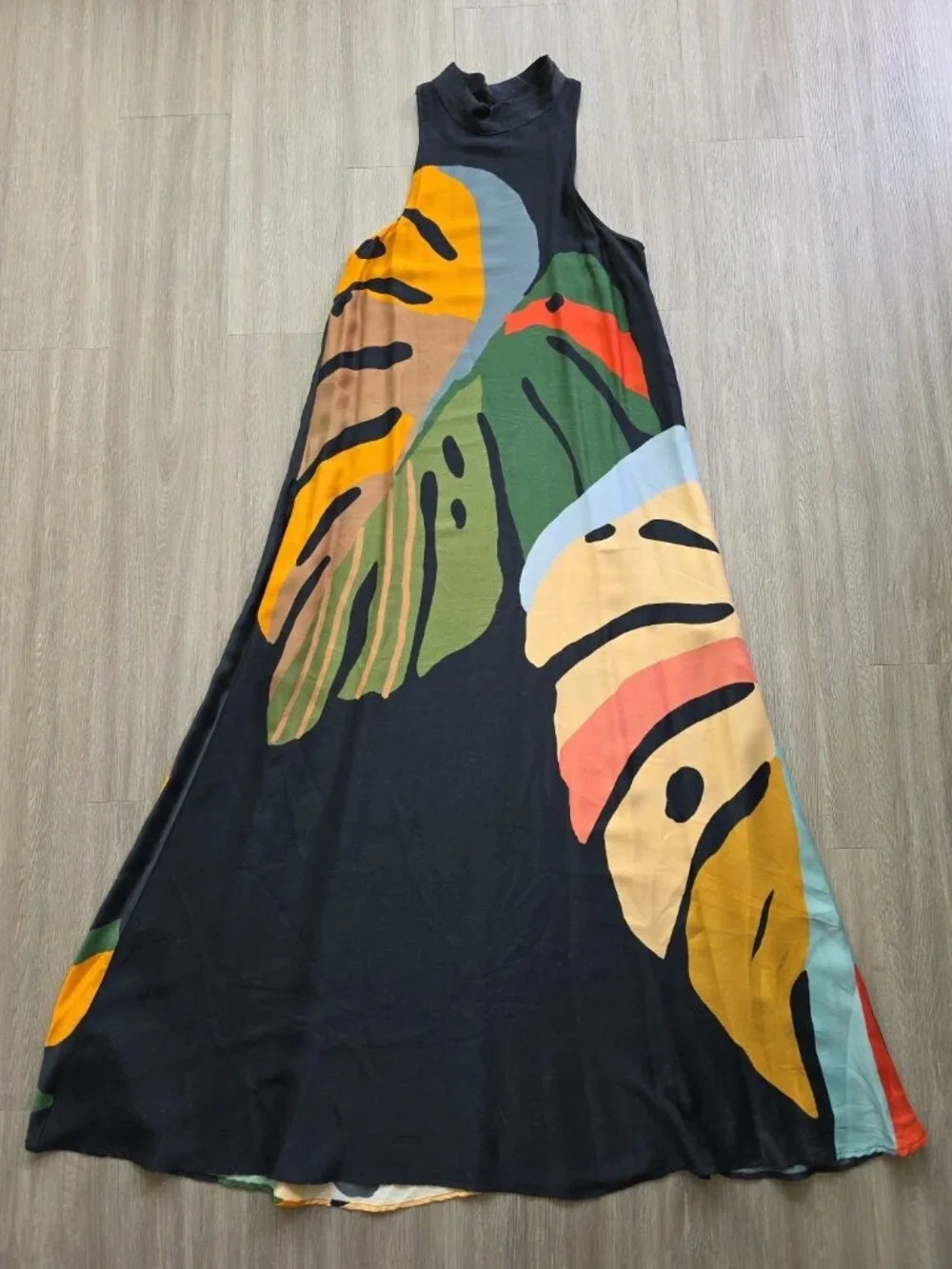Farm Rio Anthropologie Dress XS Tropical Abstract Sleeveless Midi Boho - Picture 1 of 16